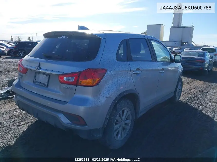 2019 Mitsubishi Rvr Se VIN: JA4AJ3AU6KU600788 Lot: 12253533