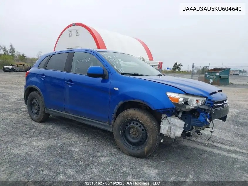 2019 Mitsubishi Rvr Se VIN: JA4AJ3AU5KU604640 Lot: 12318162