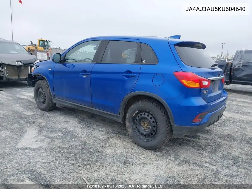 2019 Mitsubishi Rvr Se VIN: JA4AJ3AU5KU604640 Lot: 12318162