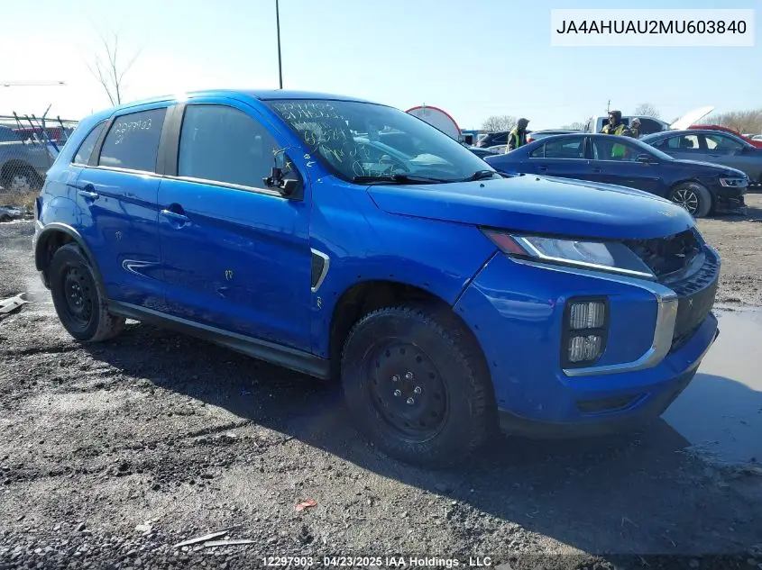 2021 Mitsubishi Rvr Es/Se VIN: JA4AHUAU2MU603840 Lot: 12297903