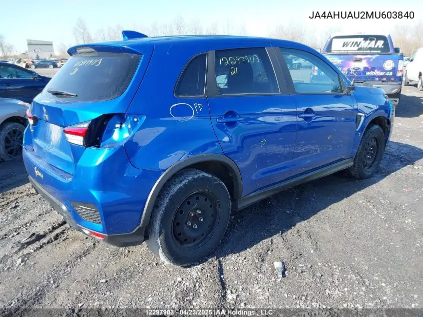 2021 Mitsubishi Rvr Es/Se VIN: JA4AHUAU2MU603840 Lot: 12297903