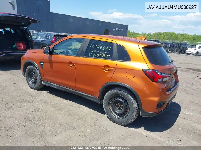 2021 Mitsubishi Rvr Es VIN: JA4AJUAU4MU600927 Lot: 12321632