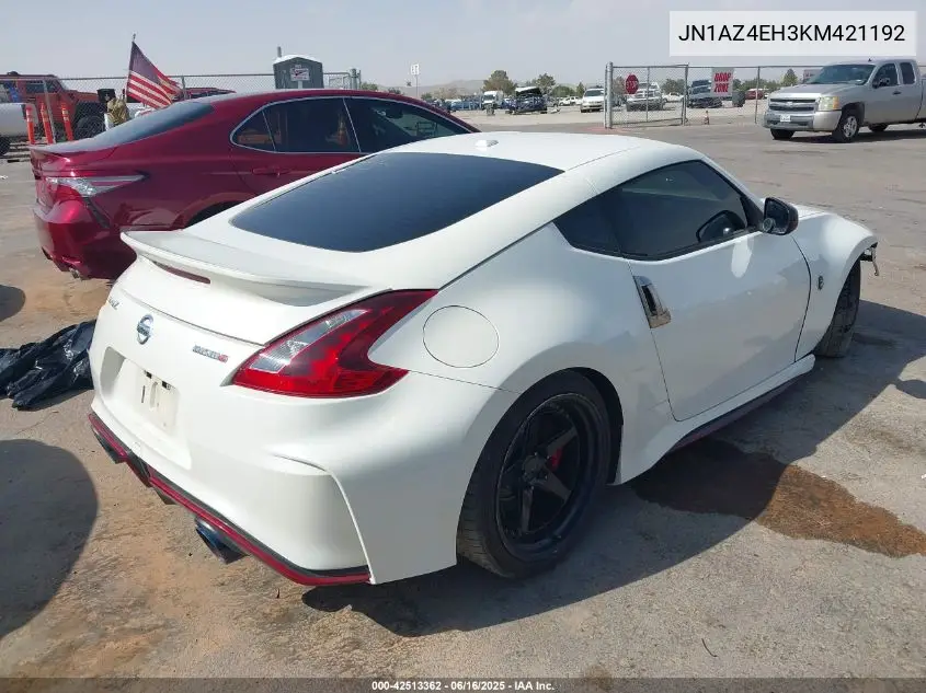 2019 Nissan 370Z Nismo VIN: JN1AZ4EH3KM421192 Lot: 42513362