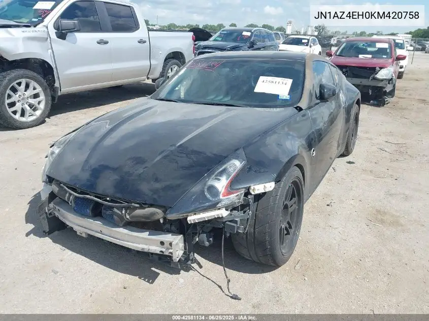 2019 Nissan 370Z VIN: JN1AZ4EH0KM420758 Lot: 42581134