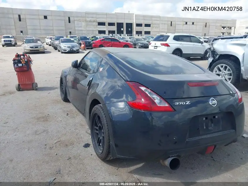 2019 Nissan 370Z VIN: JN1AZ4EH0KM420758 Lot: 42581134