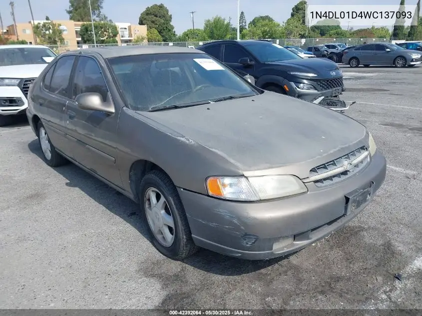 1998 Nissan Altima Gle/Gxe/Se/Xe VIN: 1N4DL01D4WC137093 Lot: 42392064