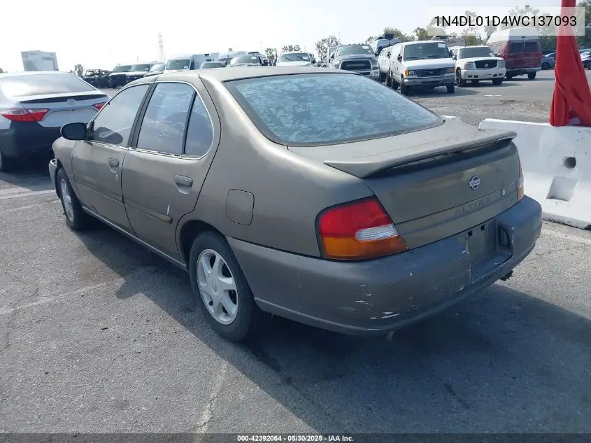 1998 Nissan Altima Gle/Gxe/Se/Xe VIN: 1N4DL01D4WC137093 Lot: 42392064