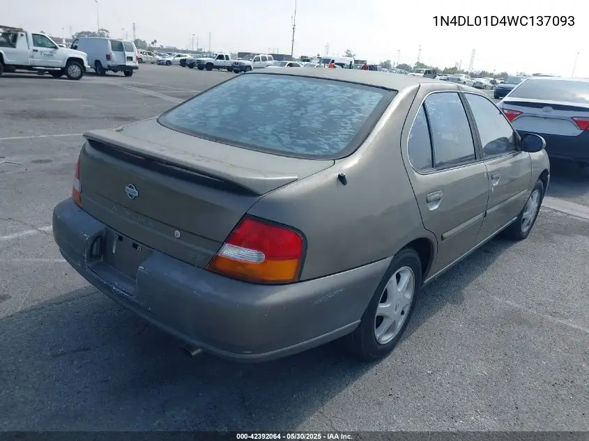 1998 Nissan Altima Gle/Gxe/Se/Xe VIN: 1N4DL01D4WC137093 Lot: 42392064