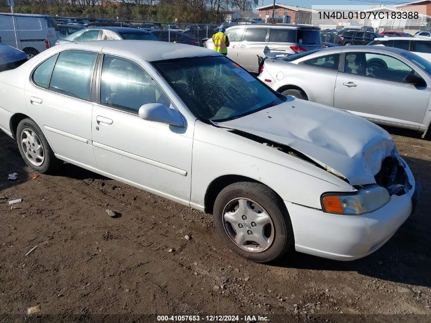 2000 Nissan Altima Gle/Gxe/Se/Xe VIN: 1N4DL01D7YC183388 Lot: 41057653