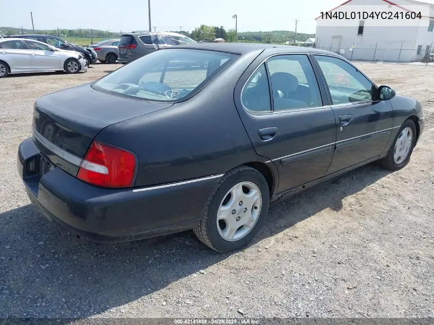 2000 Nissan Altima Gle/Gxe/Se/Xe VIN: 1N4DL01D4YC241604 Lot: 42141459