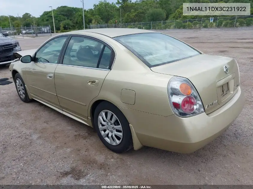 2003 Nissan Altima 2.5 S VIN: 1N4AL11DX3C231922 Lot: 42225600