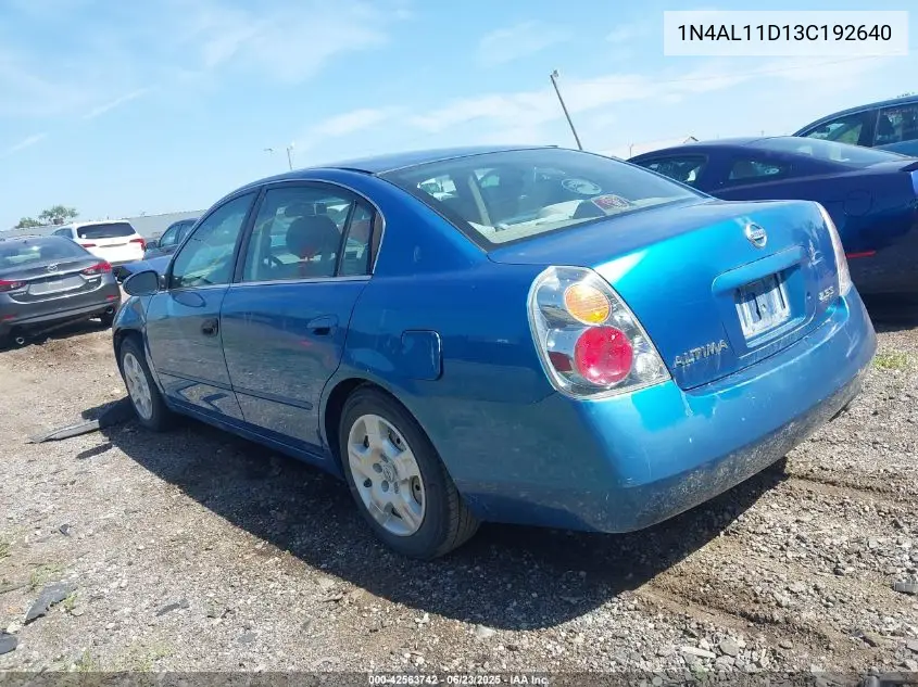 2003 Nissan Altima 2.5 S VIN: 1N4AL11D13C192640 Lot: 42563742