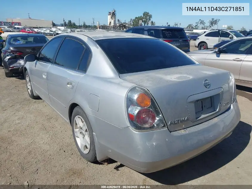 2003 Nissan Altima 2.5 S VIN: 1N4AL11D43C271851 Lot: 42629419