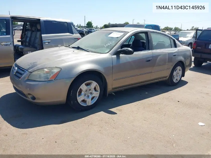 2003 Nissan Altima 2.5 S VIN: 1N4AL11D43C145926 Lot: 42756269