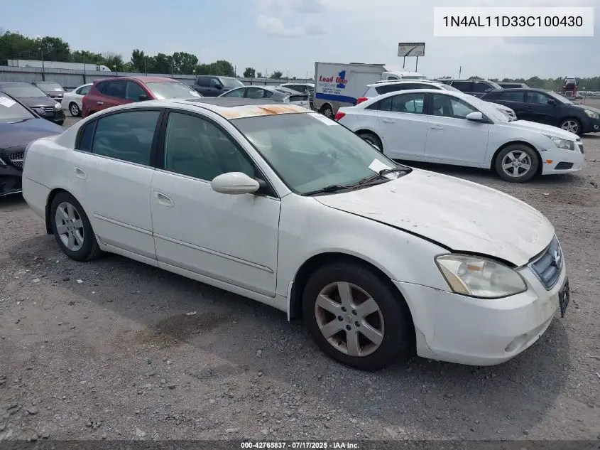 2003 Nissan Altima 2.5 Sl VIN: 1N4AL11D33C100430 Lot: 42765837