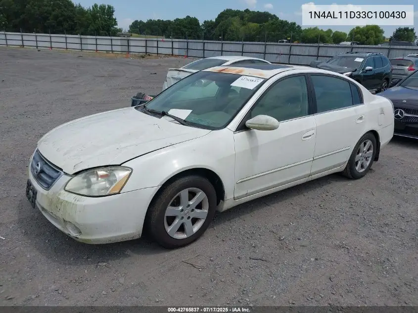 2003 Nissan Altima 2.5 Sl VIN: 1N4AL11D33C100430 Lot: 42765837