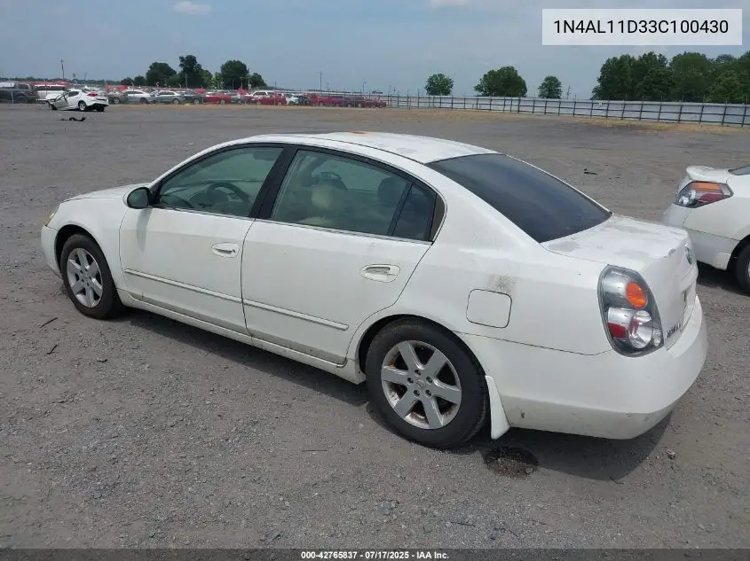 2003 Nissan Altima 2.5 Sl VIN: 1N4AL11D33C100430 Lot: 42765837