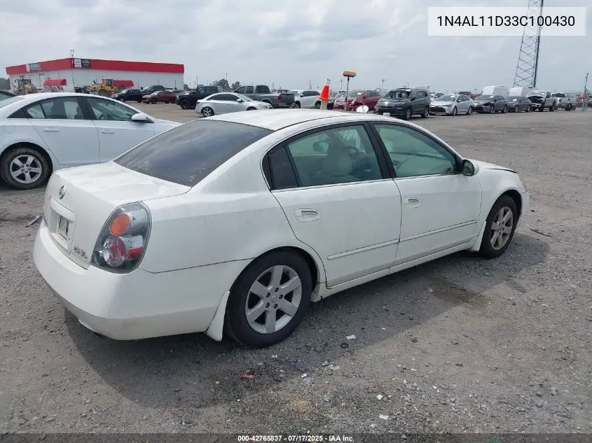2003 Nissan Altima 2.5 Sl VIN: 1N4AL11D33C100430 Lot: 42765837