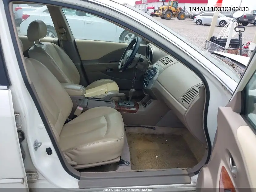2003 Nissan Altima 2.5 Sl VIN: 1N4AL11D33C100430 Lot: 42765837