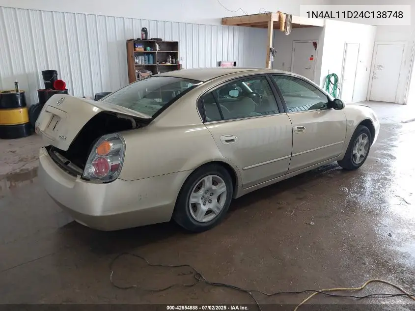 2004 Nissan Altima 2.5 S VIN: 1N4AL11D24C138748 Lot: 42654888