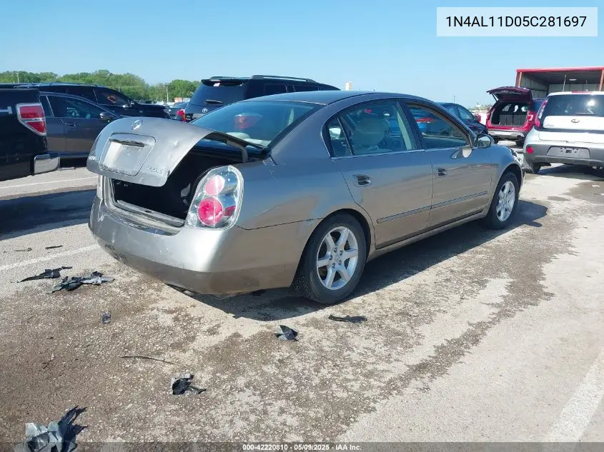 2005 Nissan Altima 2.5 S VIN: 1N4AL11D05C281697 Lot: 42220810
