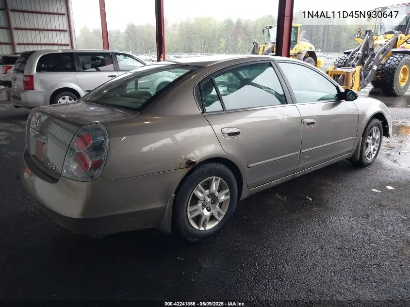 2005 Nissan Altima 2.5 S VIN: 1N4AL11D45N930647 Lot: 42241858