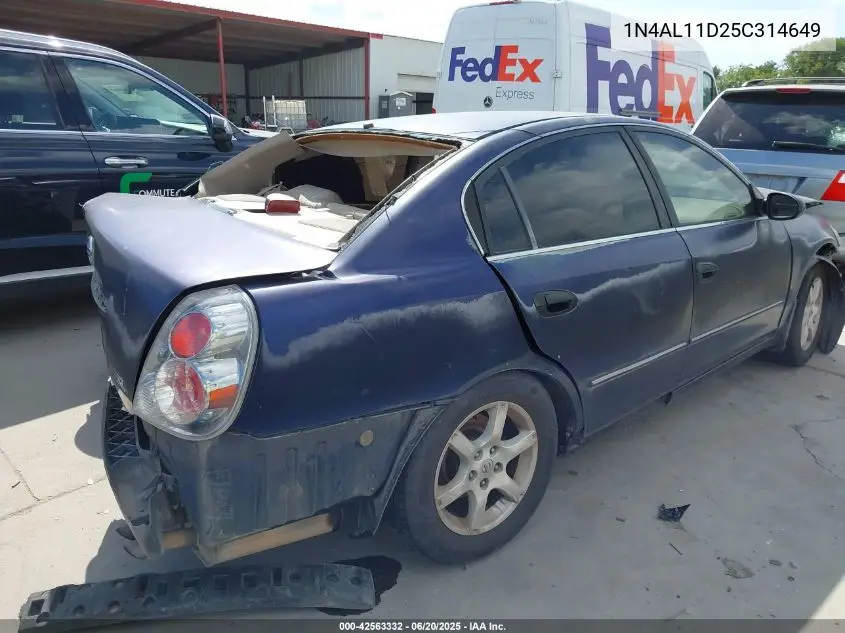 2005 Nissan Altima 2.5 S VIN: 1N4AL11D25C314649 Lot: 42563332