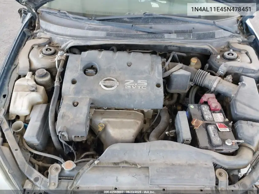 2005 Nissan Altima 2.5 S VIN: 1N4AL11E45N478451 Lot: 42565683