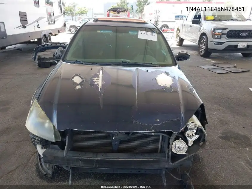 2005 Nissan Altima 2.5 S VIN: 1N4AL11E45N478451 Lot: 42565683