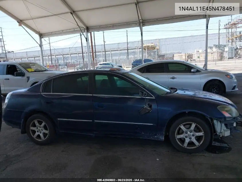 2005 Nissan Altima 2.5 S VIN: 1N4AL11E45N478451 Lot: 42565683