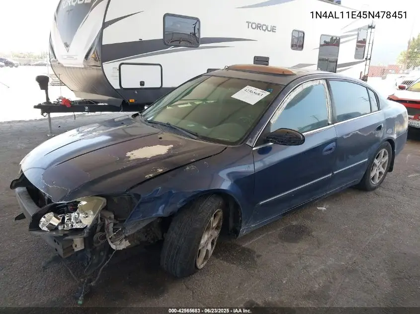 2005 Nissan Altima 2.5 S VIN: 1N4AL11E45N478451 Lot: 42565683