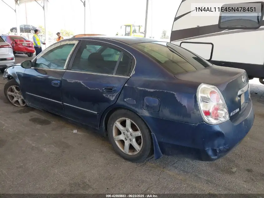 2005 Nissan Altima 2.5 S VIN: 1N4AL11E45N478451 Lot: 42565683