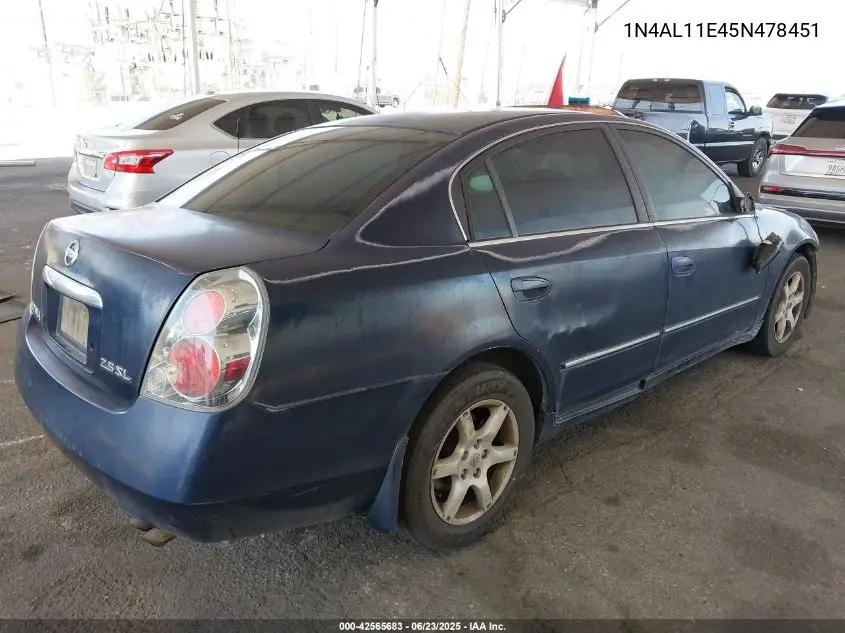 2005 Nissan Altima 2.5 S VIN: 1N4AL11E45N478451 Lot: 42565683