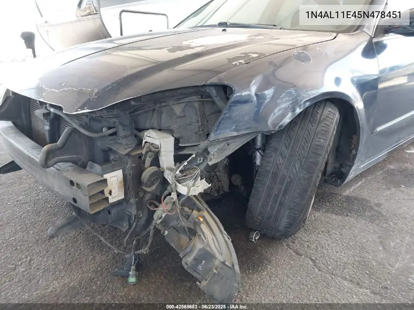 2005 Nissan Altima 2.5 S VIN: 1N4AL11E45N478451 Lot: 42565683