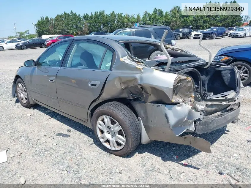 2005 Nissan Altima 2.5 S VIN: 1N4AL11E35N929840 Lot: 42578060