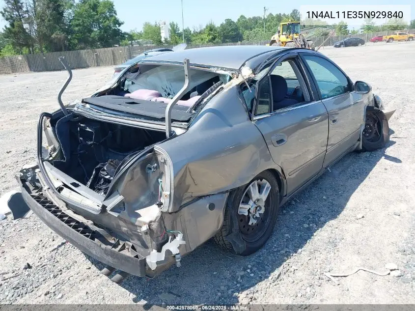 2005 Nissan Altima 2.5 S VIN: 1N4AL11E35N929840 Lot: 42578060