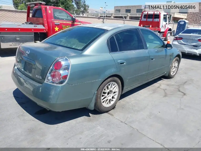 2005 Nissan Altima 2.5 S VIN: 1N4AL11D05N405486 Lot: 42639892