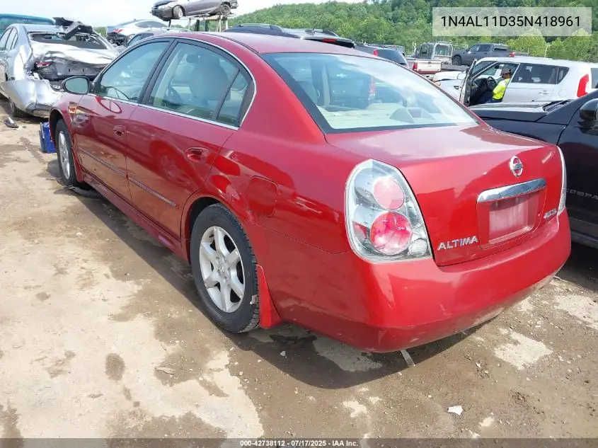 2005 Nissan Altima 2.5 S VIN: 1N4AL11D35N418961 Lot: 42738112