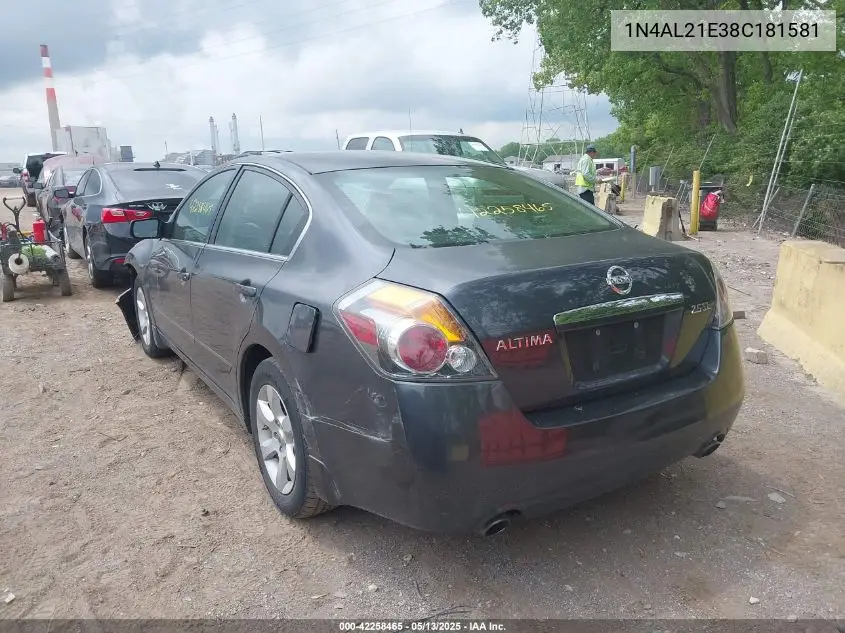 2008 Nissan Altima 2.5 S VIN: 1N4AL21E38C181581 Lot: 42258465