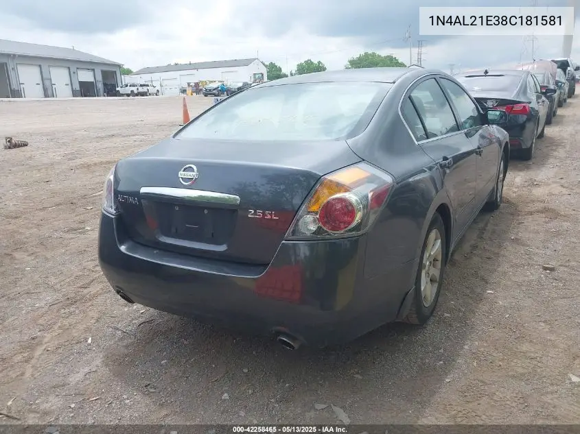 2008 Nissan Altima 2.5 S VIN: 1N4AL21E38C181581 Lot: 42258465