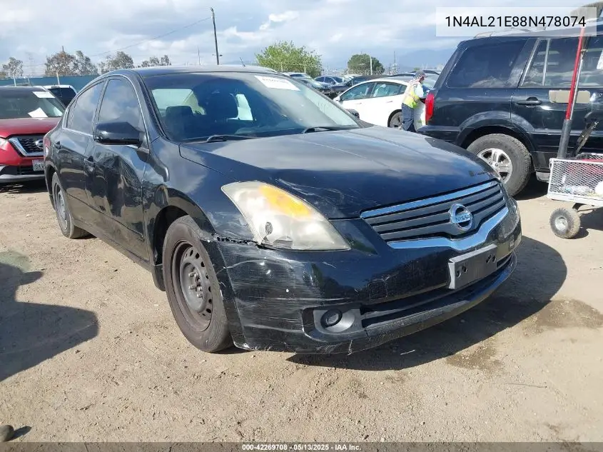 2008 Nissan Altima 2.5 S VIN: 1N4AL21E88N478074 Lot: 42269708