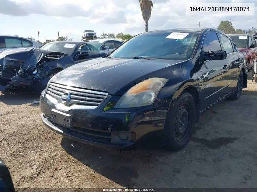 2008 Nissan Altima 2.5 S VIN: 1N4AL21E88N478074 Lot: 42269708