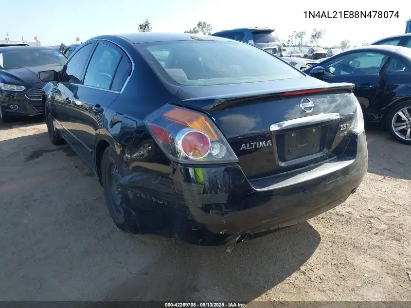 2008 Nissan Altima 2.5 S VIN: 1N4AL21E88N478074 Lot: 42269708