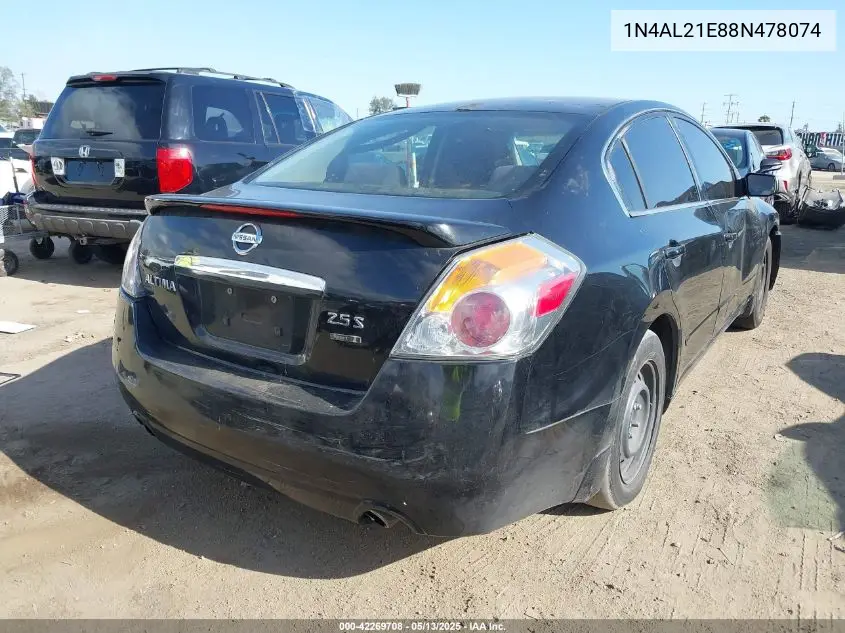 2008 Nissan Altima 2.5 S VIN: 1N4AL21E88N478074 Lot: 42269708
