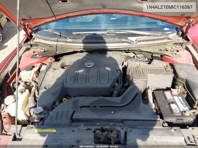2008 Nissan Altima 2.5 S VIN: 1N4AL21E68C116367 Lot: 42629851