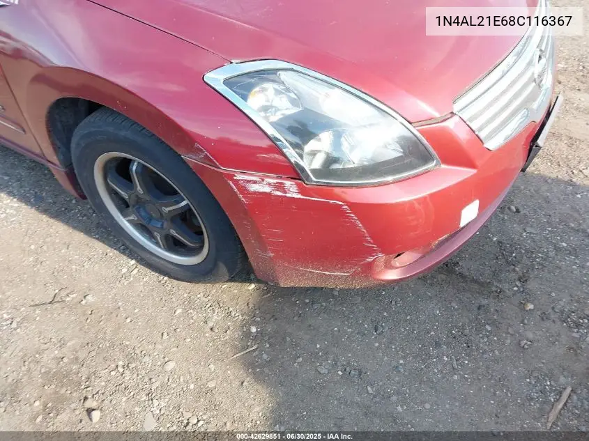 2008 Nissan Altima 2.5 S VIN: 1N4AL21E68C116367 Lot: 42629851