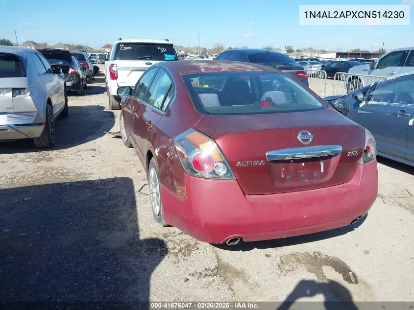 2012 Nissan Altima 2.5 S VIN: 1N4AL2APXCN514230 Lot: 41676047