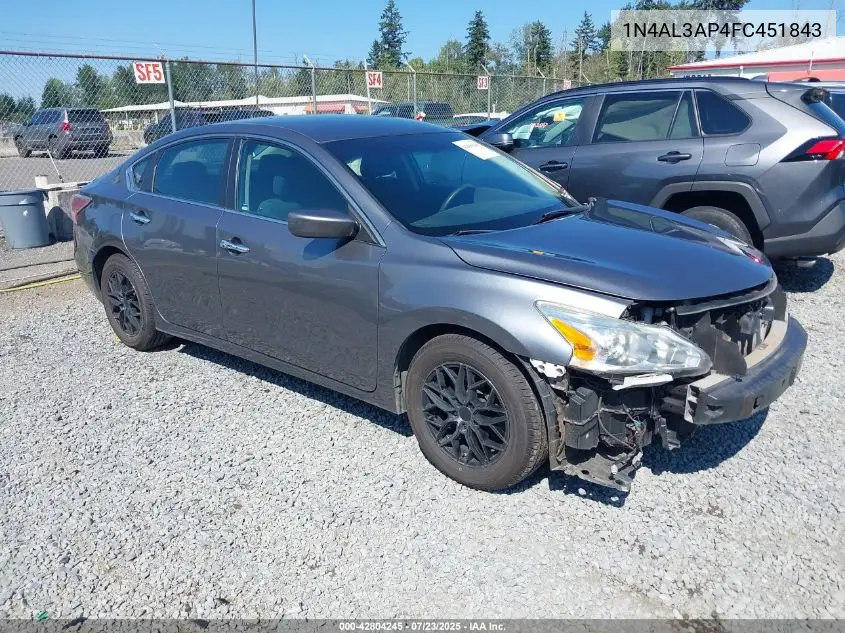 2015 Nissan Altima 2.5/2.5 S/2.5 Sl/2.5 Sv VIN: 1N4AL3AP4FC451843 Lot: 42804245
