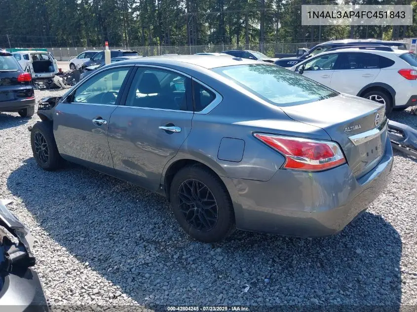 2015 Nissan Altima 2.5/2.5 S/2.5 Sl/2.5 Sv VIN: 1N4AL3AP4FC451843 Lot: 42804245