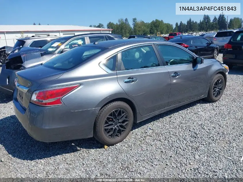 2015 Nissan Altima 2.5/2.5 S/2.5 Sl/2.5 Sv VIN: 1N4AL3AP4FC451843 Lot: 42804245
